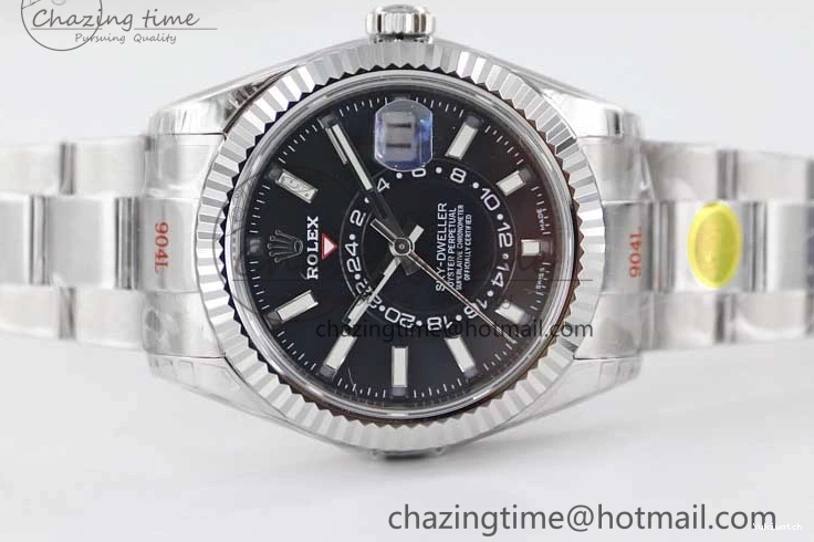 to Best 1:1 Noob 23J Black Dial 326934 on SS Bracelet 904L Sky-Dweller SS Asian 9001 Edition 0705